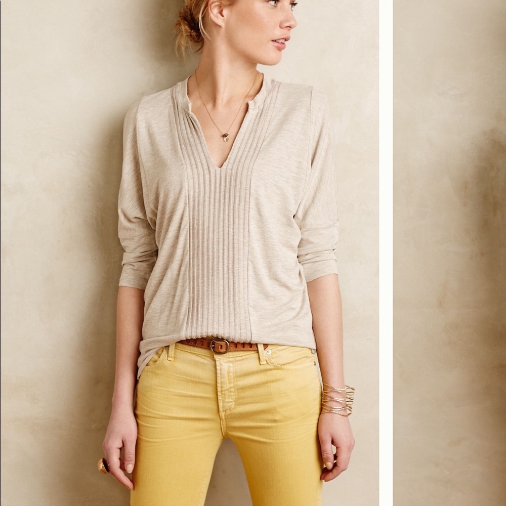 Dolan pleat-line top from Anthropologie in tan